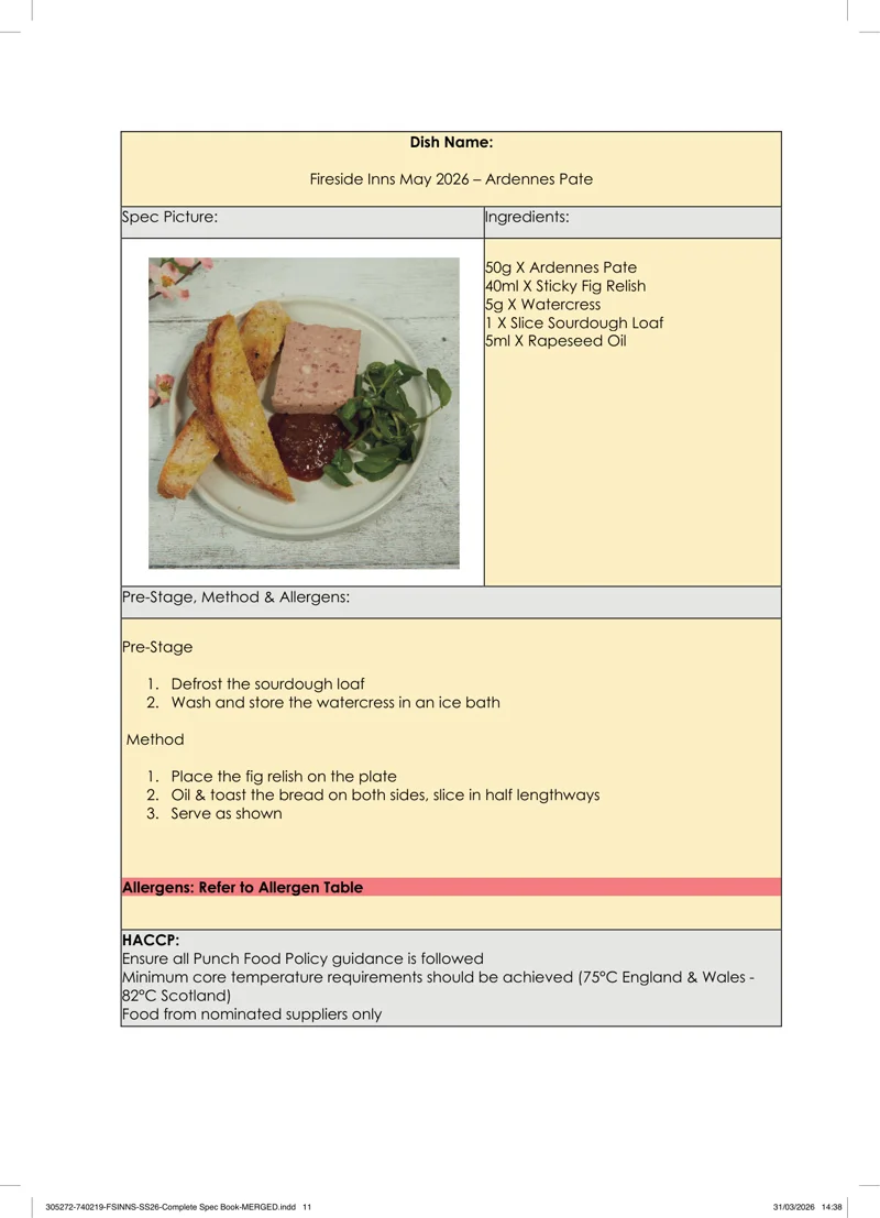 Ardennes Pate spec sheet