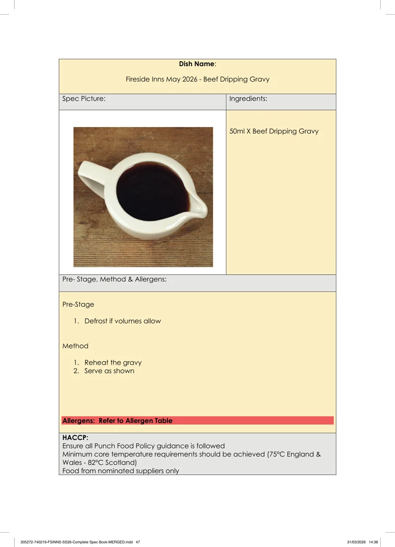Beef Dripping Gravy spec sheet