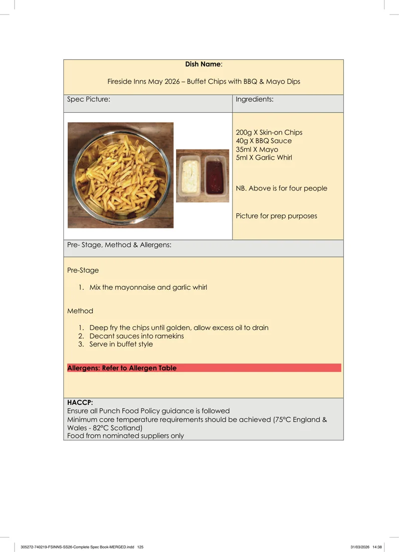 Buffet Chips with BBQ & Mayo Dips spec sheet