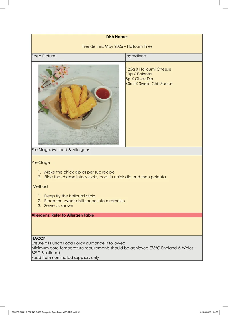 Halloumi Fries spec sheet