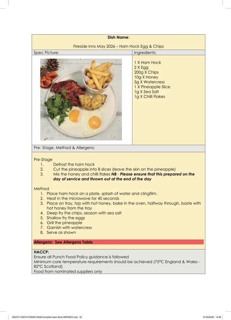 Ham Hock Egg & Chips spec sheet