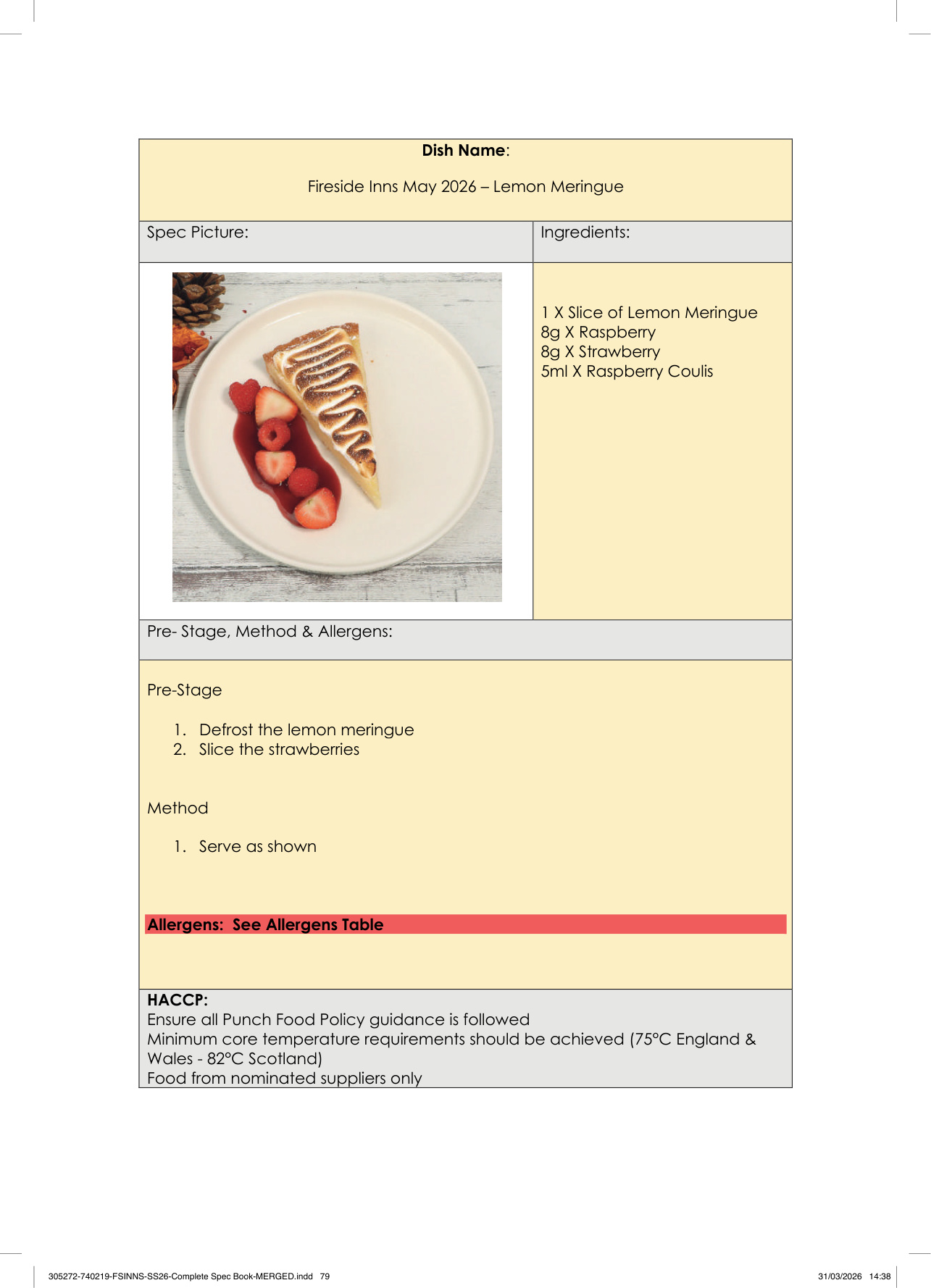 Lemon Meringue spec sheet