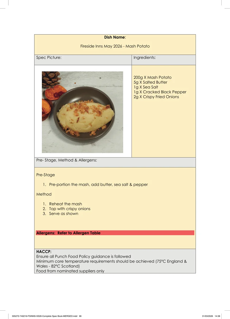 Mash Potato spec sheet