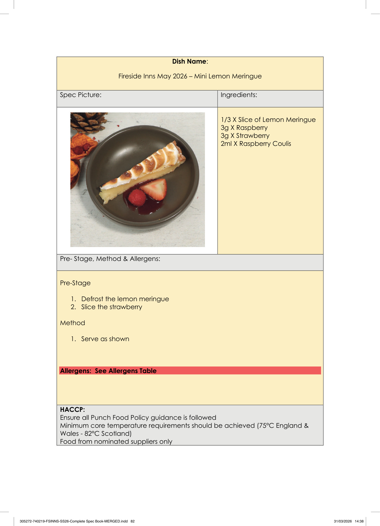 Mini Lemon Meringue spec sheet
