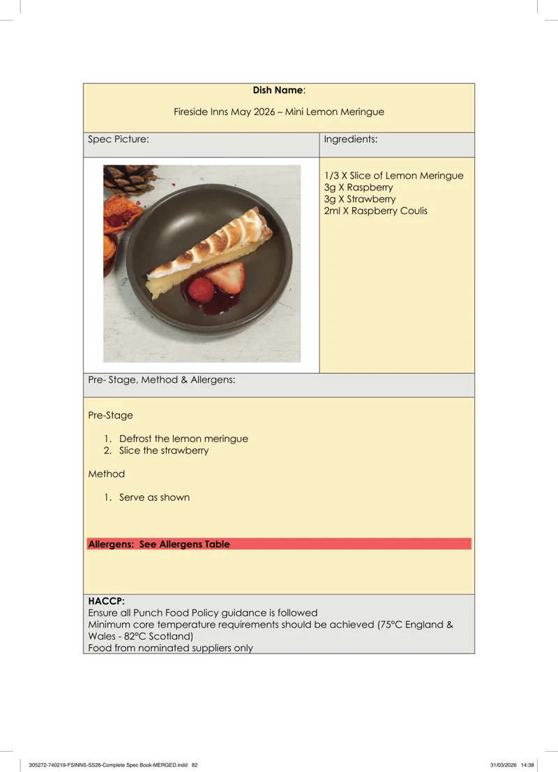 Mini Lemon Meringue spec sheet