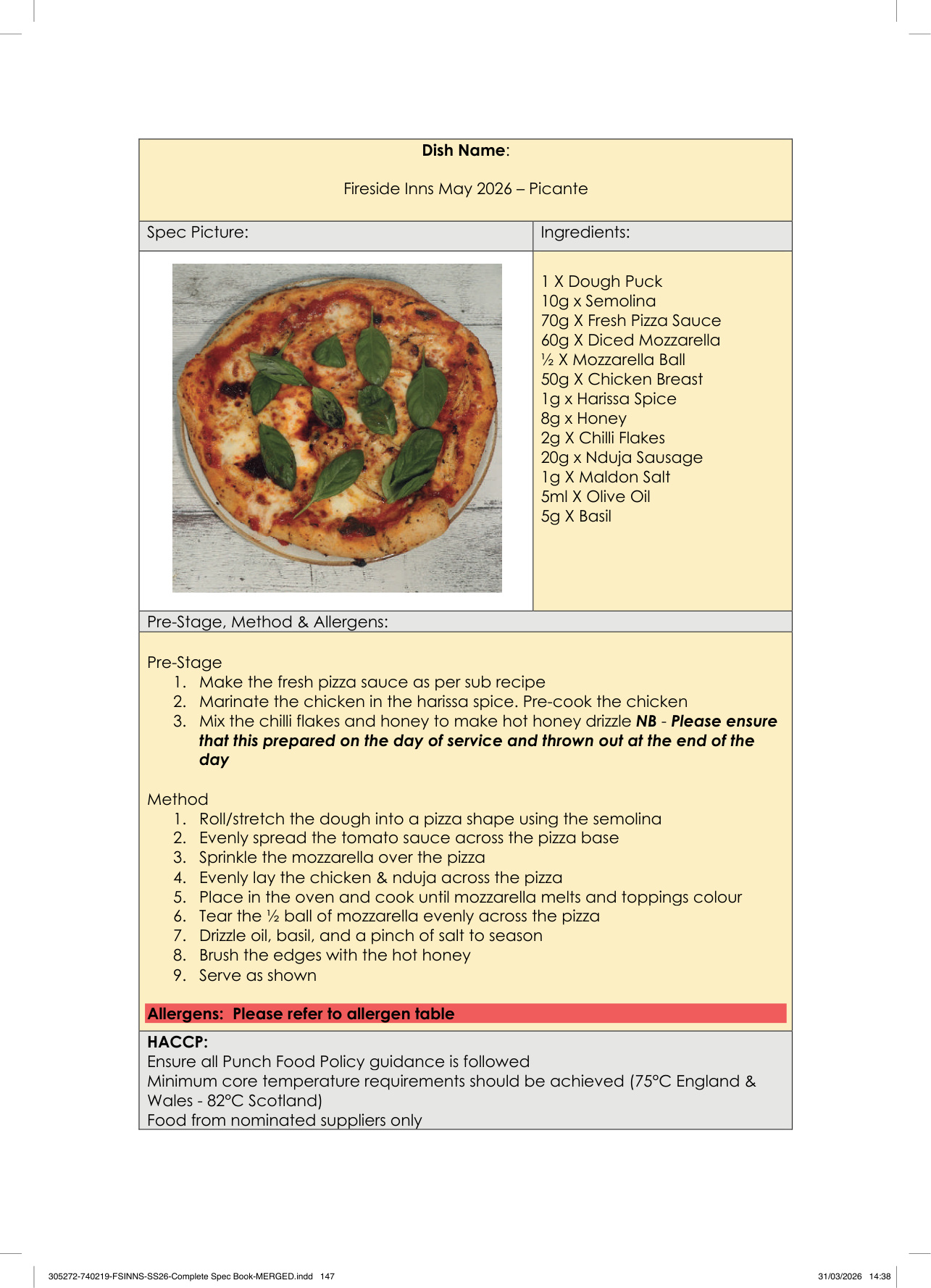 Picante spec sheet