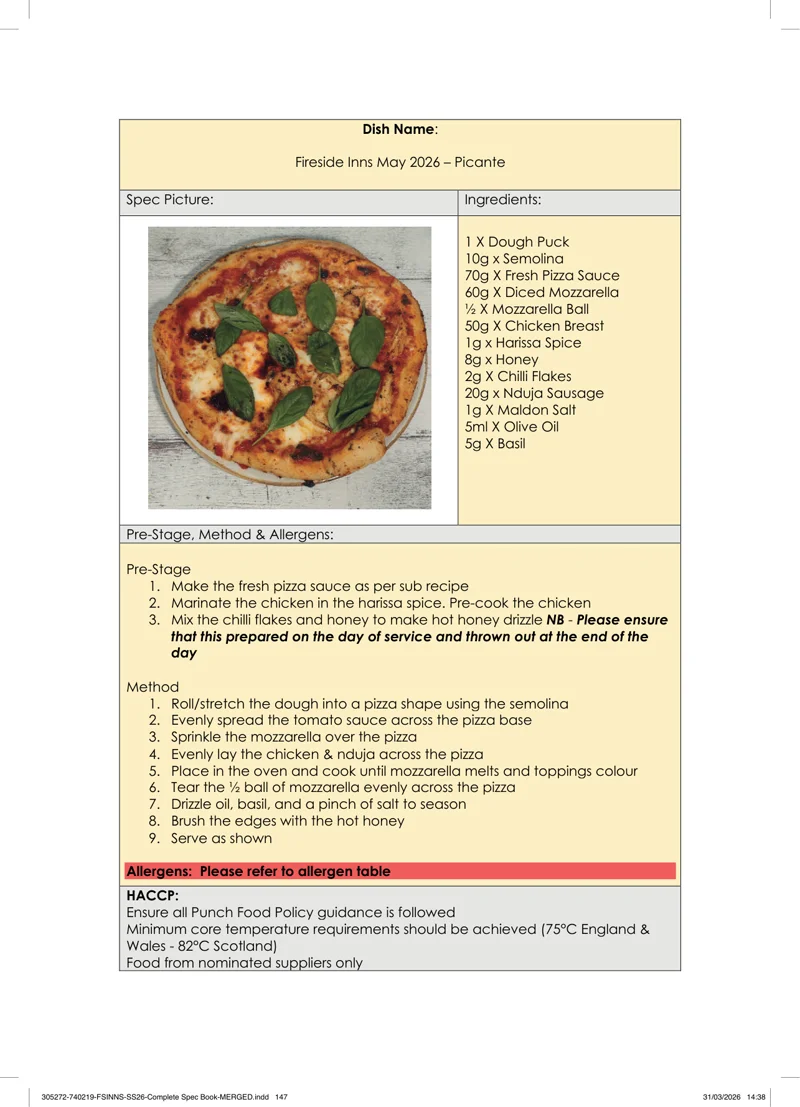 Picante spec sheet