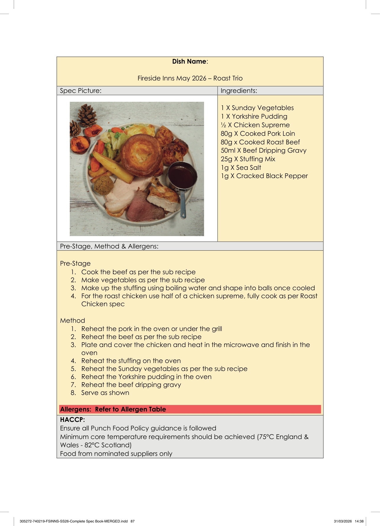 Roast Trio spec sheet