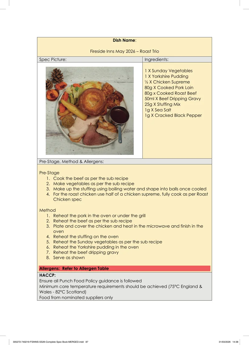 Roast Trio spec sheet