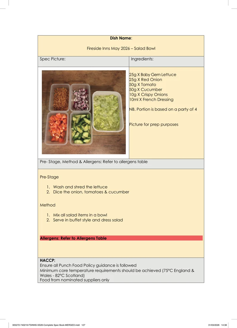 Salad Bowl spec sheet