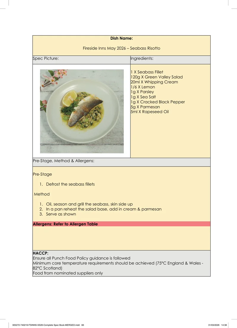 Seabass Risotto spec sheet