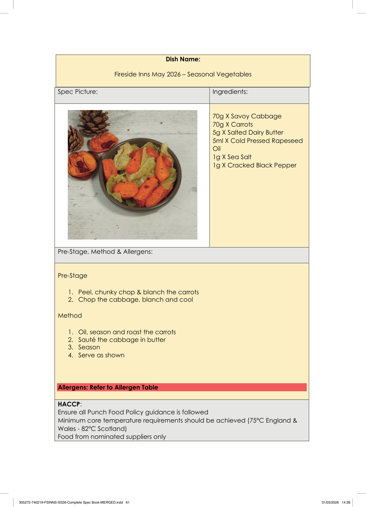 Seasonal Vegetables spec sheet