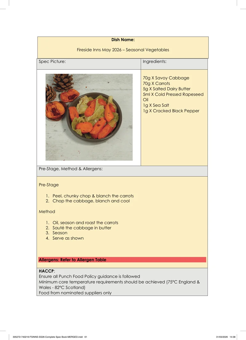 Seasonal Vegetables spec sheet