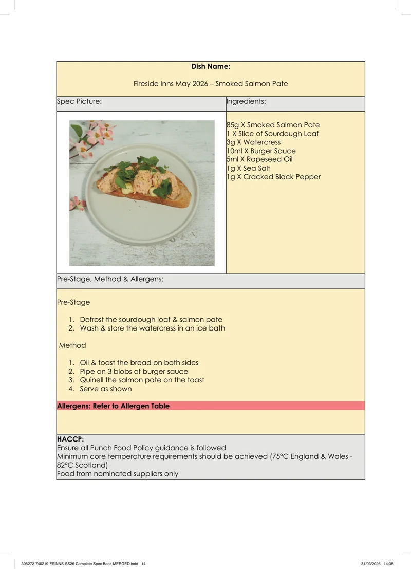 Smoked Salmon Pate spec sheet