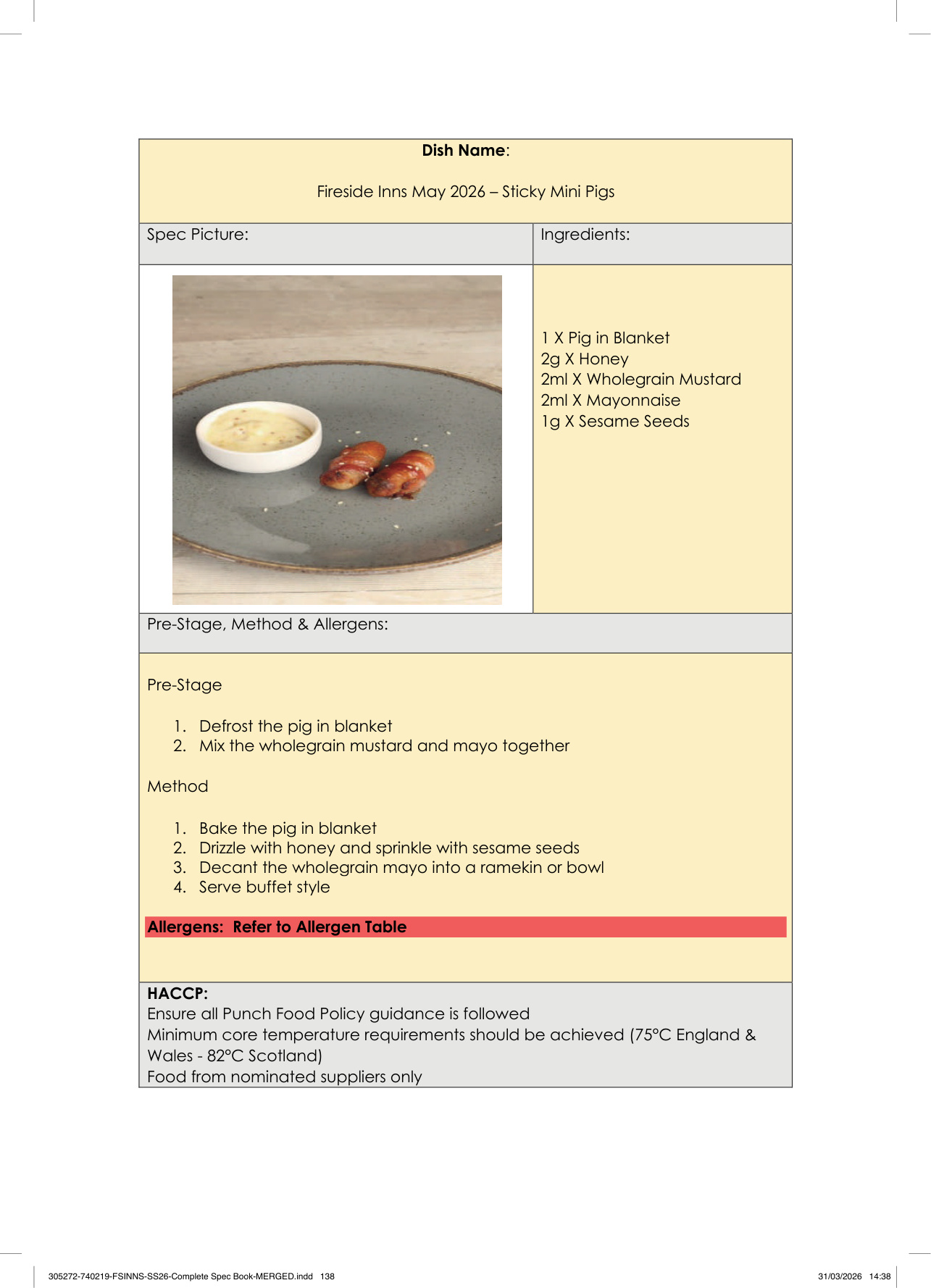 Sticky Mini Pigs spec sheet