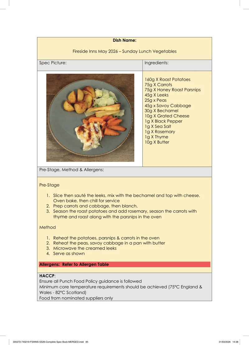 Sunday Lunch Vegetables spec sheet