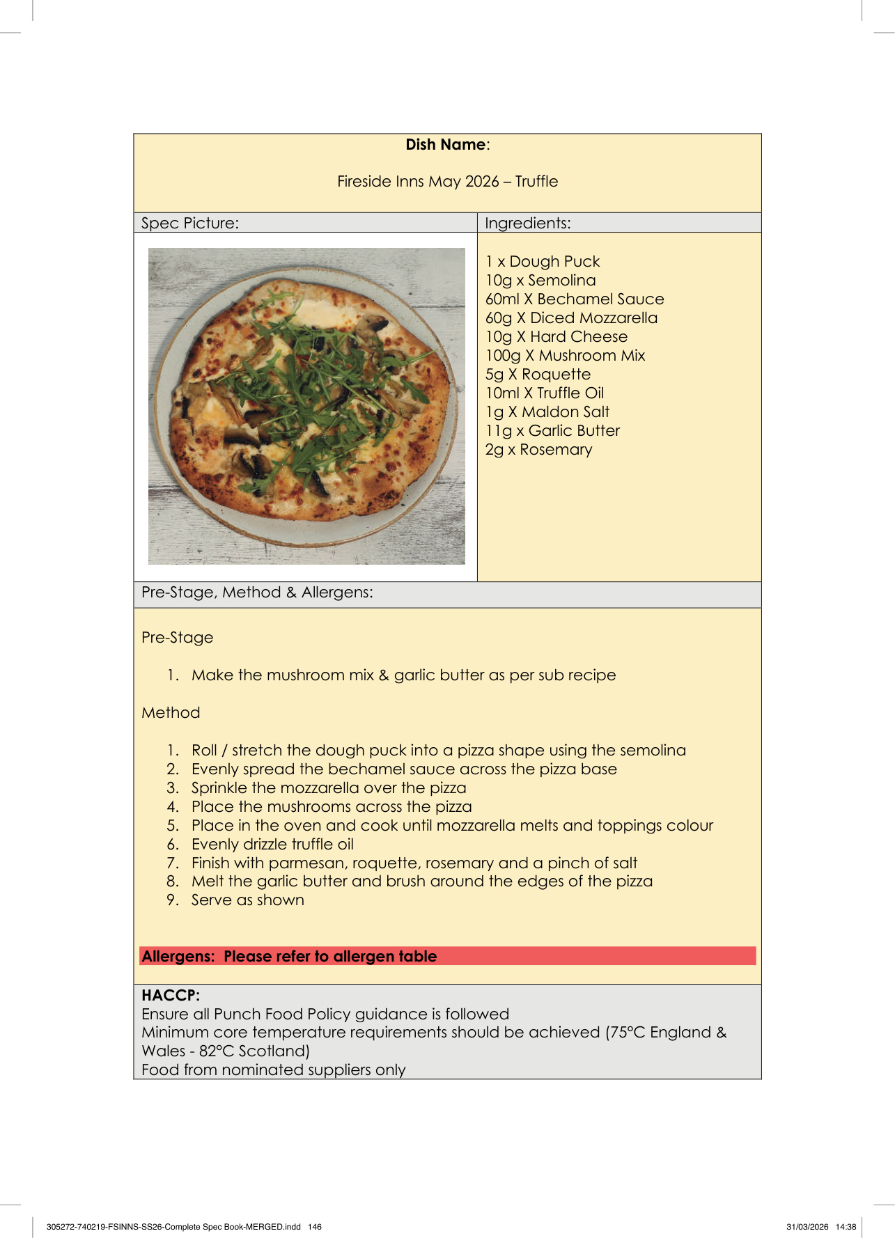 Truffle spec sheet