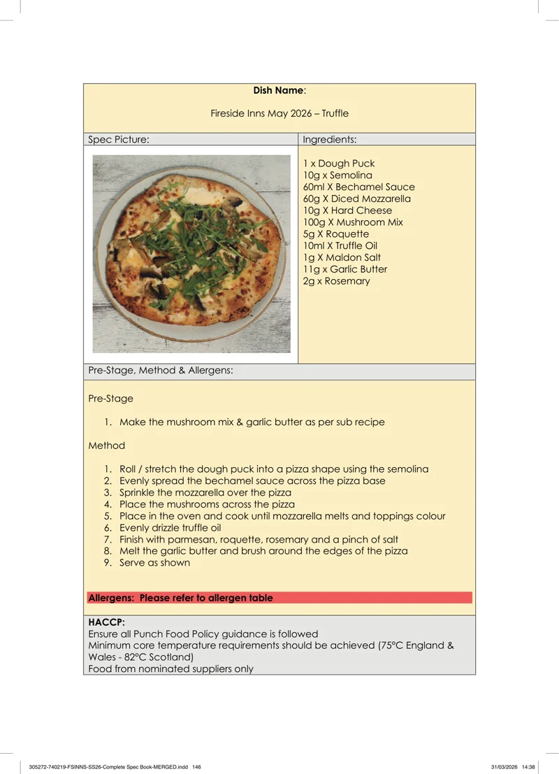 Truffle spec sheet