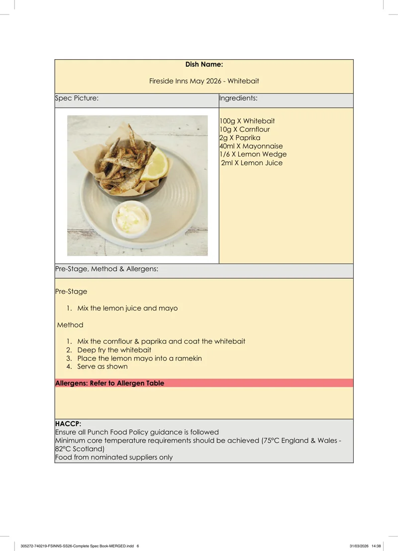 Whitebait spec sheet
